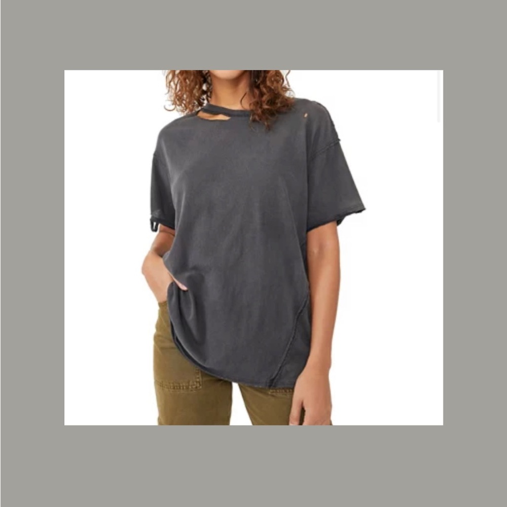 NWT Free People Distressed Dani Tee in Fuschia